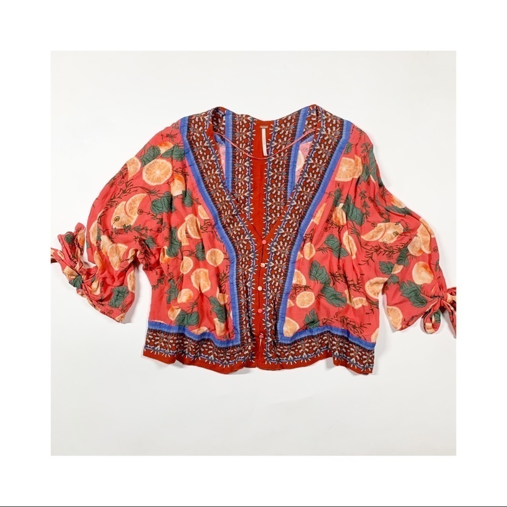 Free People Women’s Freshly Squeezed Mixed Print Shirt Size Small